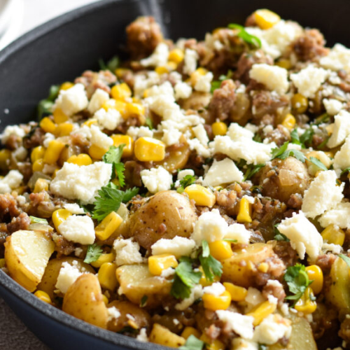 Cuban pork hash with pork, potatoes and cuban spices