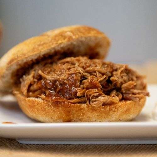 Dr. Pepper Pulled Pork on a bun.