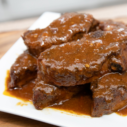 Country style ribs in the oven.