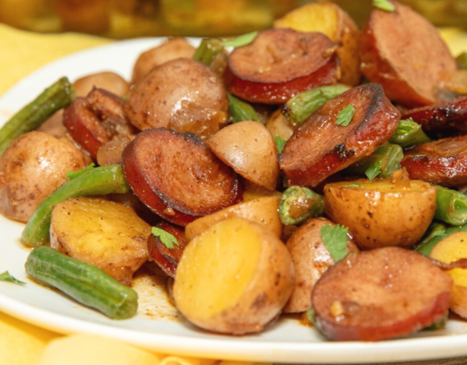 Sausage, potato, green bean casserole