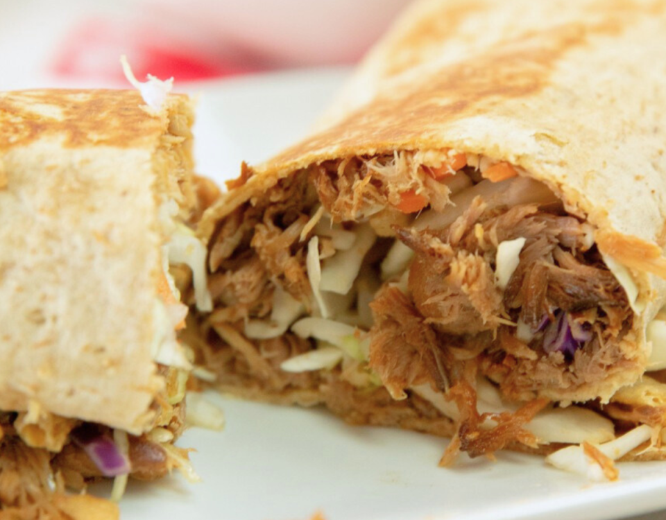 Flatbread wrap with pulled pork